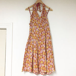 Anthropologie Odille Floral Sunflower Halter Dress